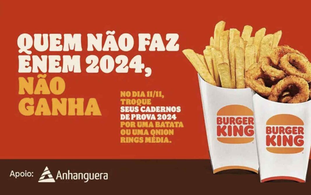 Burger King Oferece Batata Frita e Onion RIngs para Candidatos do ENEM 2024