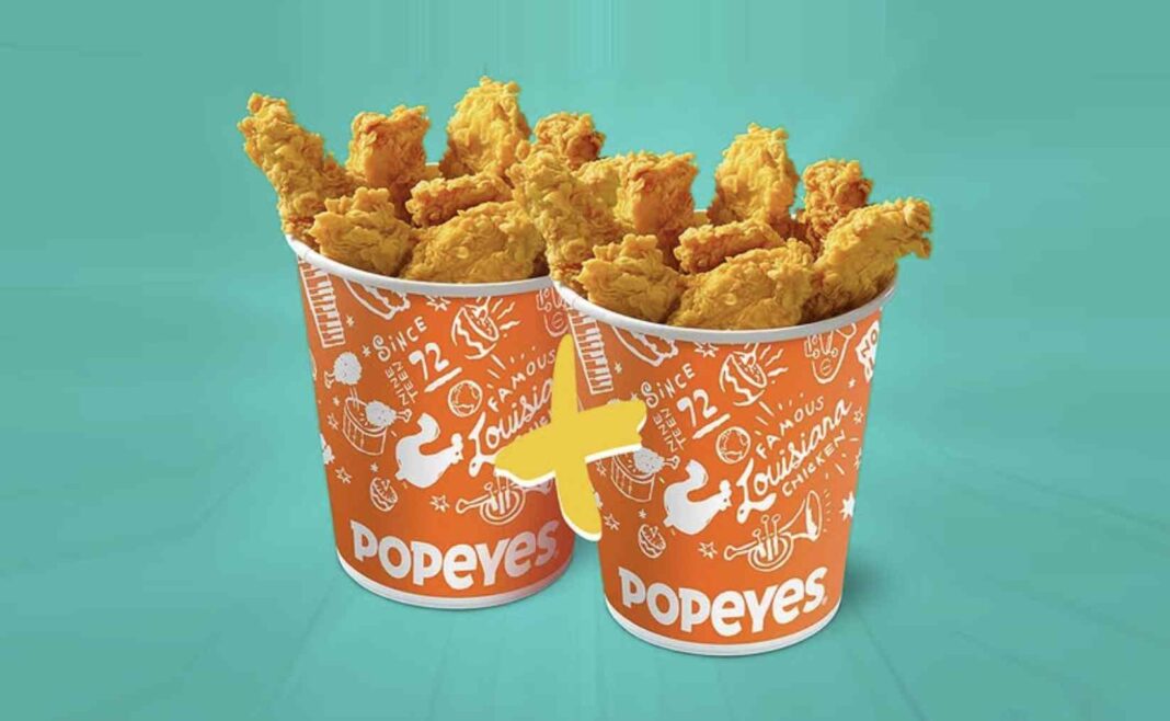 Aproveite a promoção Quarta em Dobro do Popeyes! Na compra de um balde, você ganha outro igual, disponível exclusivamente no iFood.