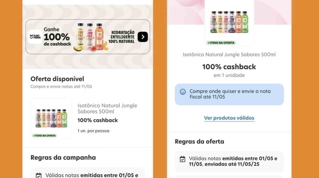 Foto do aplicativo Méliuz com campanha de 100% de cashback