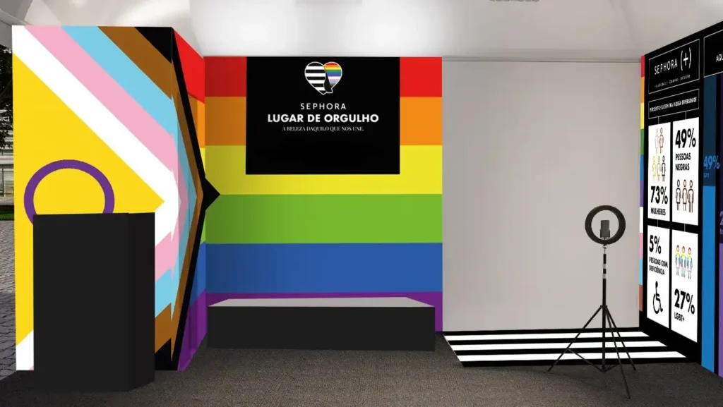 Projeto da ativação “Espaço do Orgulho” de Sephora e LinkedIn na Feira da Diversidade. — Foto: Divulgação