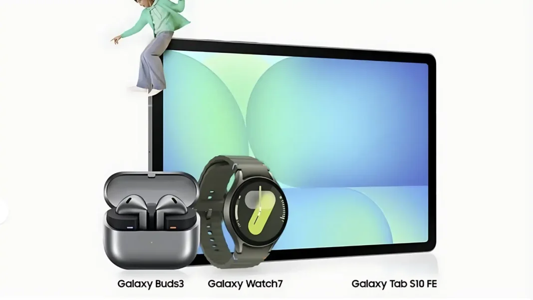 Uma representação visual do ecossistema de dispositivos Samsung.