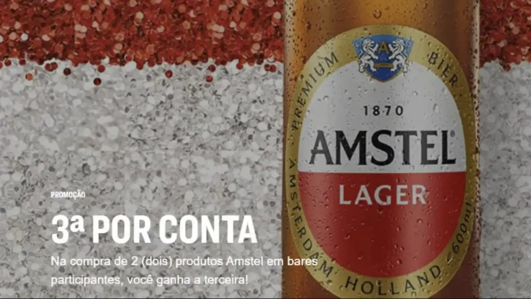 Banner promocional da cerveja Amstel