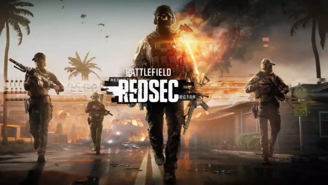 Battlefield REDSEC novo Battle Royale gratuito estreia nesta terça Pôster do jogo Battlefield REDSEC com soldados armados em um cenário de destruição costeira.
