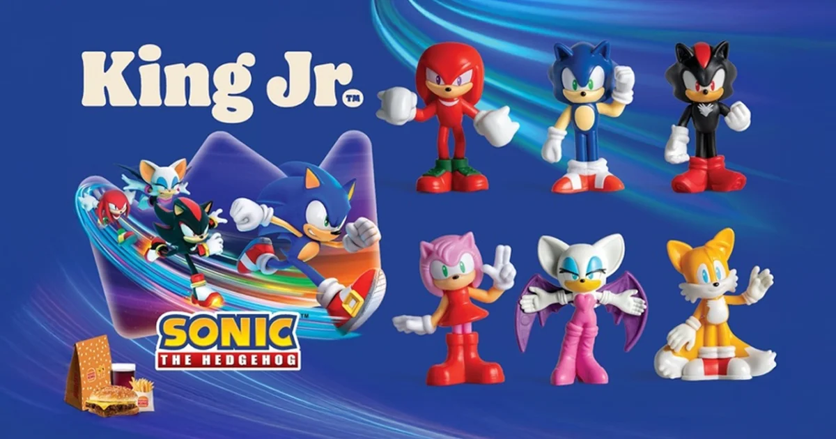 Coleção de seis brinquedos do Sonic the Hedgehog King Jr. do Burger King.