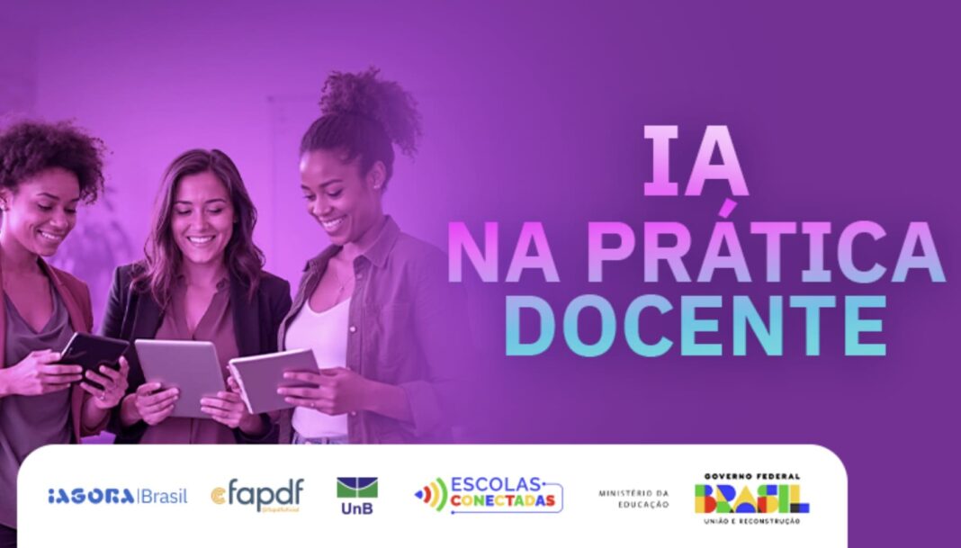 Banner roxo com três mulheres sorrindo usando tablets e celulares, e o título em destaque 